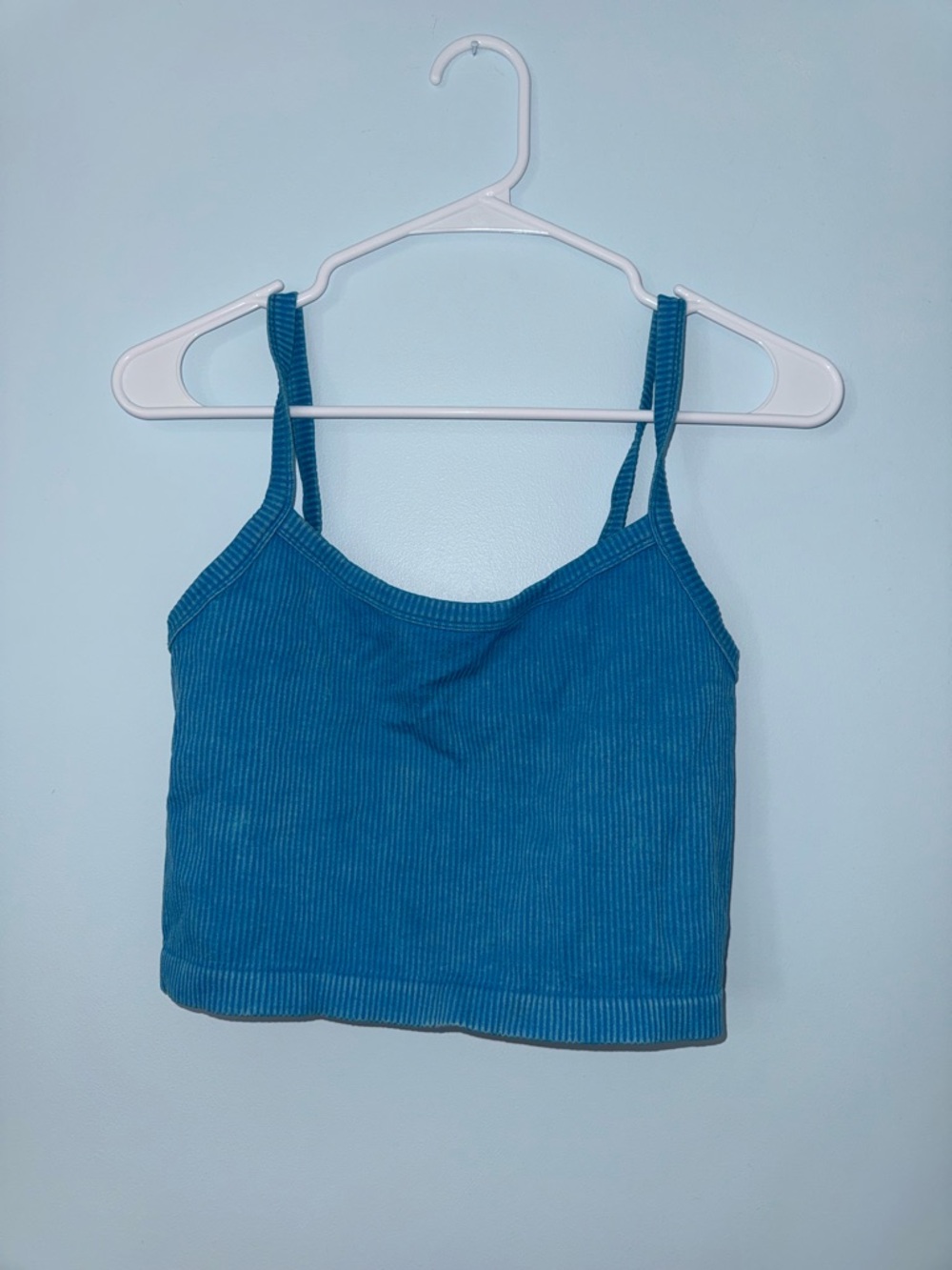 Forever 21 Teal Ribbed Cropped Tank Top